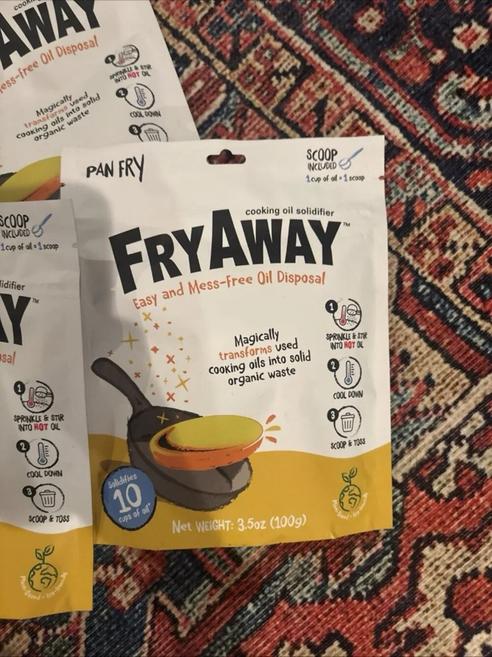 4x FryAway Deep Fry Waste Cooking Oil Solidifier Powder 100% Plant-Based Cooking